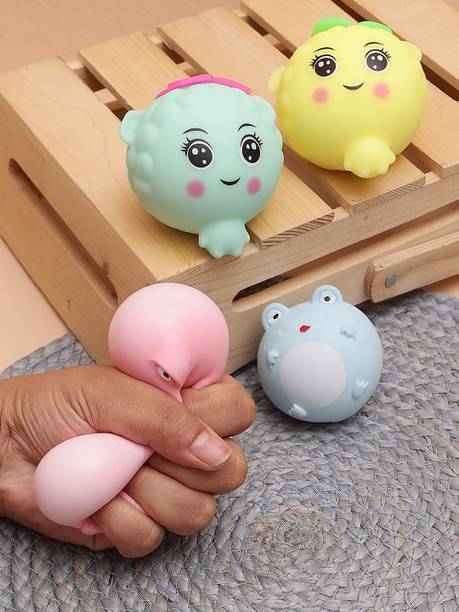 Chocozone Pack of 4 Squishy Squeeze Toys Stress Balls Toy for Kids Boys Girls  - 6 cm