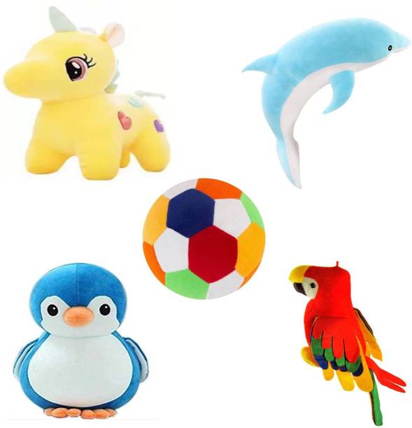 Macros 5 combo of Premium Quality Elephant, Penguin, Rabbit Teddy bear soft toy  - 30 cm
