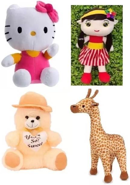 Anidhi Playing RedSofia,HelloKitty,Giraffe & Pitch cap Kids boys, girls teddy bear  - 26 cm