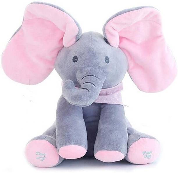 parspar Interactive Musical Baby Elephant Plush Toy for Kids Age 2+ Years, Plush Toy  - 30 mm