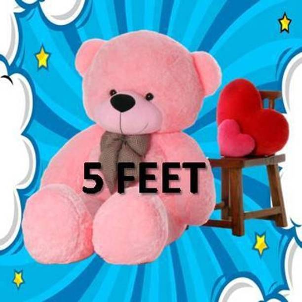JINGA BELA 5 Feet PINK For Girls And Boys | Teddy Bear With Neck Bow Stuffed Toy  - 60 inch