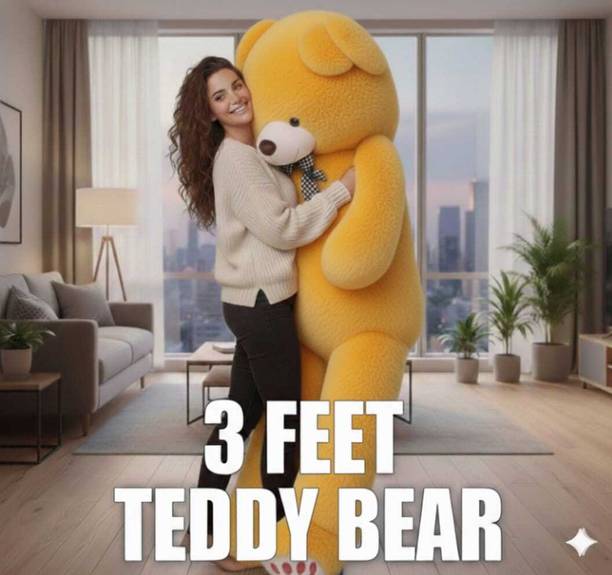 RSY 3 Feet Giant Yellow Teddy Bear Plush Toy | Big Stuffed Animal |  - 90 cm