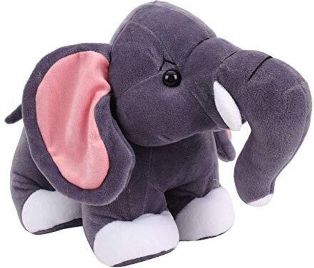 Inky Ponky Stuffs 30Cm Soft Elephant Stuffed Toy, Grey with Pink Ears,Cute Animal Theme for Kids  - 30 cm