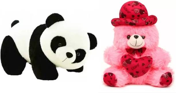 Nihan Enterprises Best Quality Stuffed Soft Pink Teddy and Panda for Kids  - 25 cm
