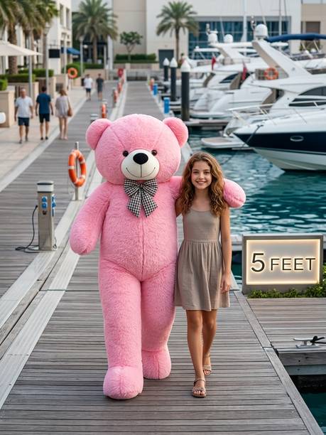 Satyam soft toys Giant 5 Feet Pink Teddy Bear with Cute Bow  - 60 inch