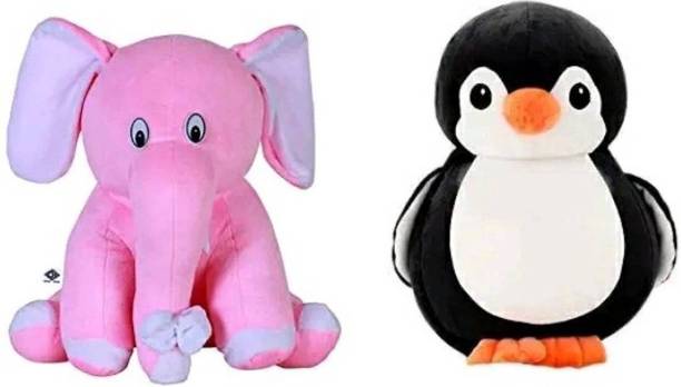 SOFTBUDDY ENTERPRISES Penguin, Pink Baby Elephant - 25 cm (Multicolor)  - 25 cm