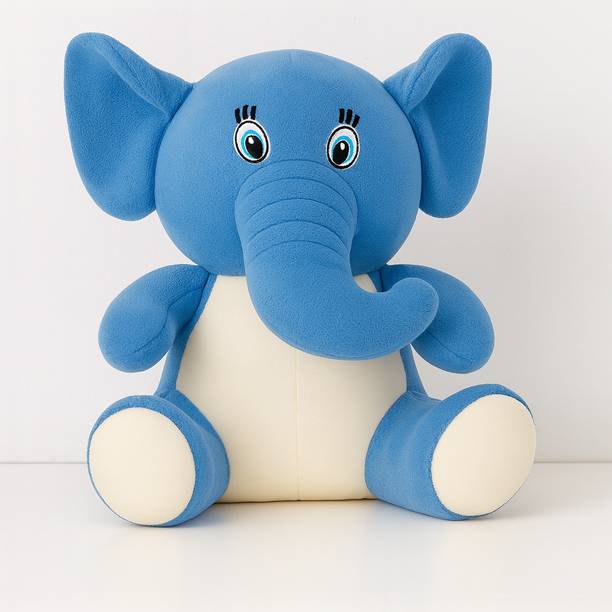 Toyingly Plush Elephant Stuffed Animal, Blue and White, Soft Baby Toy  - 30 cm