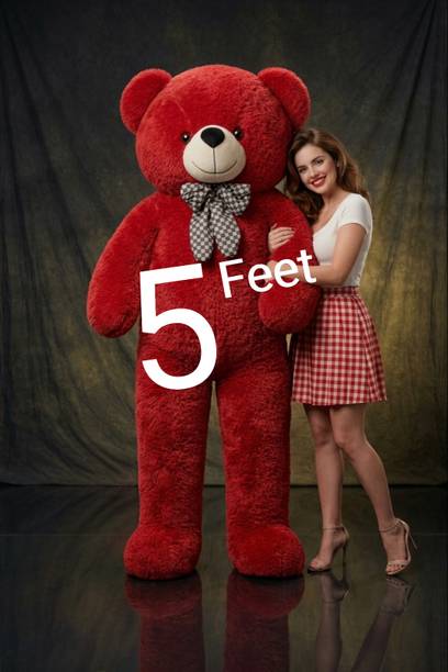 NITYA SOFT TOYS 5 Feet Red Teddy Bear Soft Toy, Giant Plush Gift Filled with Love  - 152 cm