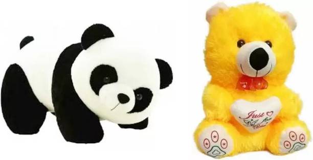Nihan Enterprises Best Quality Stuffed Soft Yellow Teddy and Panda for Kids  - 30 cm