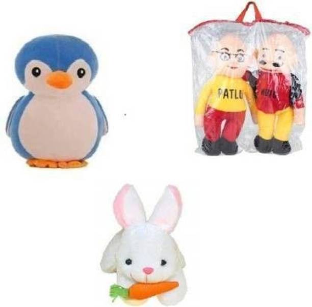 KPN New Combo of very Stylish Plush and Adorable Motu Patlu,Penguin And Rabbit Combo  - 30 cm