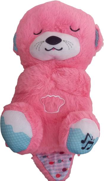 RQPFAB Sound and Light Smoothing Sound Otter Baby Put to Sleep Breathing Teddy Bear toy  - 25 cm