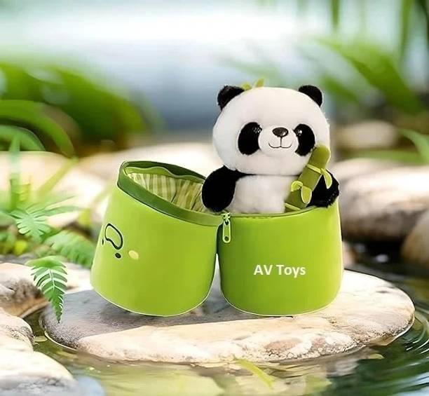 AV Toys Stuffed Teddy Bear 8.5Inch Soft Black & White Bamboo Panda for Birthday Gift  - 21 cm