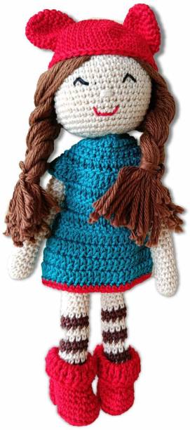Clapjoy Soft Hand Knitted Cotton Thread Doll | Crochet |Handmade Toys  - 23 cm