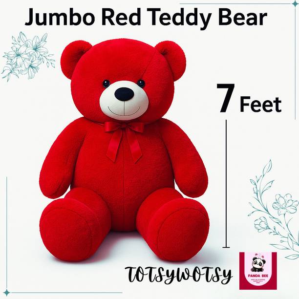 TotsyWotsy Giant 7 Ft Red Teddy Bear – Perfect Cuddly Plush for Festivals  - 213 cm