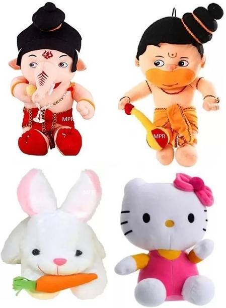 MPR ENTERPRISES Playing Hanumanji,Ganeshji,Kitty & Rabbit Kids boys, girls teddy bear  - 25 cm