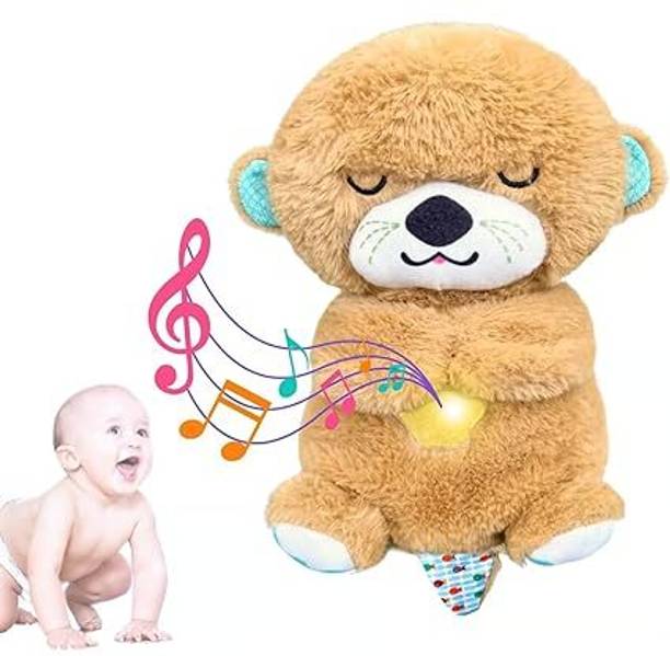 RQPFAB Sound and Light Smoothing Sound Otter Baby Put to Sleep Breathing Teddy Bear toy  - 20 cm