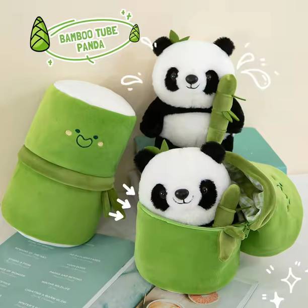 Tiny Miny Cute Funky Plushie Soft Toy Bamboo Tube Panda  - 30 cm