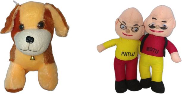 SA Traders Motu Patlu and Dog soft plush Toy combo set of 2  - 30 cm