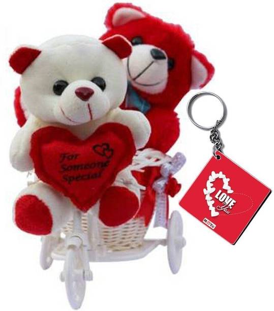 ME&YOU Romantic Cycle Teddy Return Gifts for Wife Girlfriend Sister On Birthday, Anniversary, Rakhi, Valentine's Day IZ18TRWCycle-001  - 16 cm