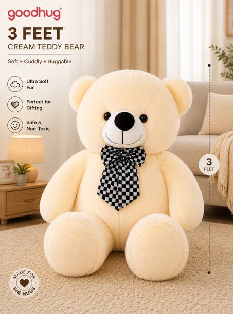 Goodhug 3 Feet Giant Cream Teddy Bear Premium Plush Toy  - 90 cm
