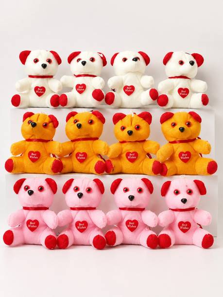 SOFTBOND Best Wishes Mini Teddy Bear Soft Toy Set (Pack of 12) - 6 cm