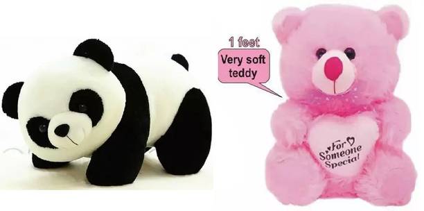 Nihan Enterprises Best Quality Soft Pink Teddy and Panda for Someone special.  - 25 cm