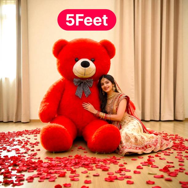 Krishna Creation Beautiful 5 Feet Red Teddy Bear for Baby Room Decoration and Gifts  - 60 inch