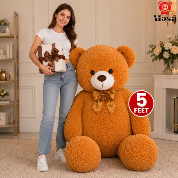 MOSU 5 Feet Brown Giant Stuffed Teddy Bear Soft Toy with Bow Tie  - 150 cm