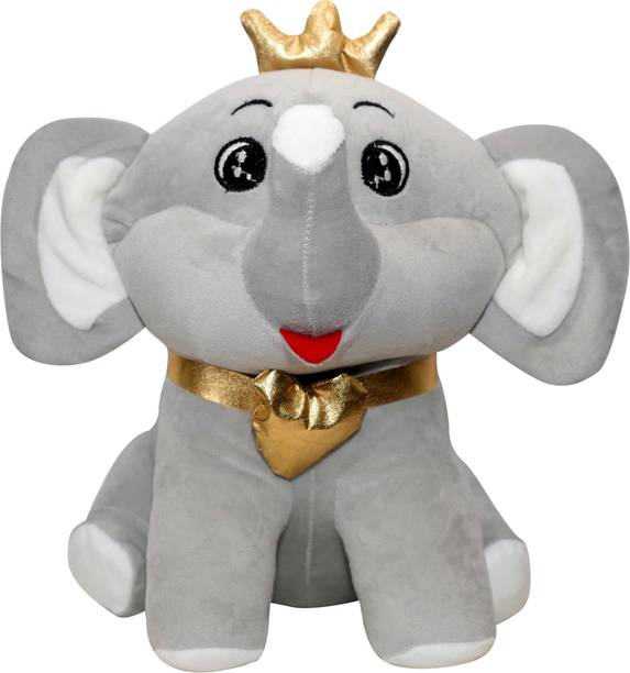 Hello Baby Plush Cute Crown Elephant Soft Toy for Kids | Animal Soft Toy for Girls & Boys  - 30 cm