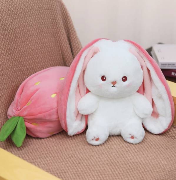 RSS SOFT TOYS Plush Toy Pillow Reversible Bunny Soft Toy For Kids With Zipper  - 30 cm