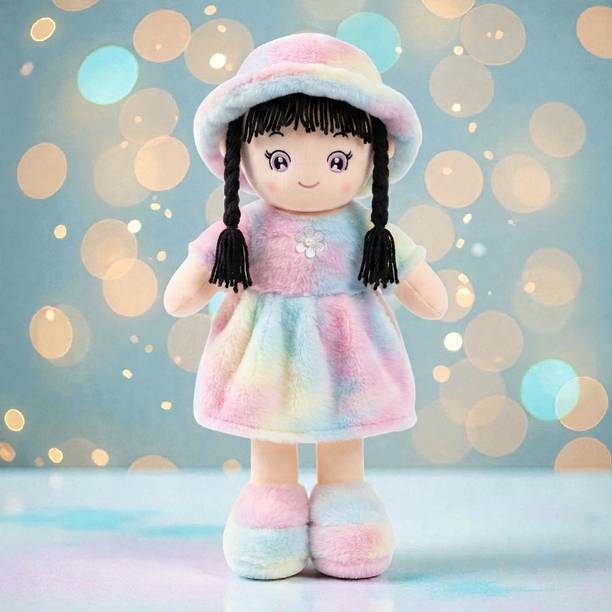 Toyovia Rainbow Doll Soft Toy Cute Plush Girl - Gudiya Gift for Kids  - 55 cm