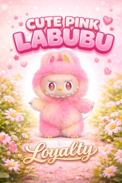 COLOR FLAME PINK-labubu Doll For Gift |Big Into Energy Loyalty Edition-Best Selling Soft Toy  - 17 cm