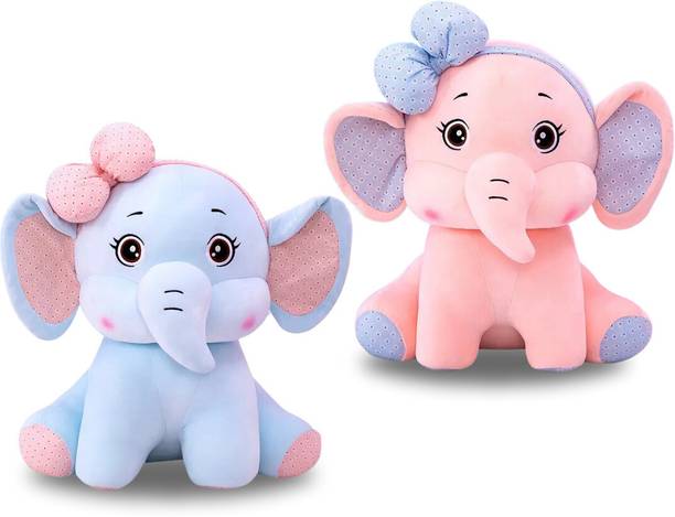 cuddlenest Plush Bow Elephant Soft Toy for Kids | Soft toy Boys and Girls | Gift for Kids  - 25 cm