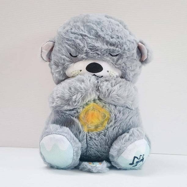 RQPFAB Sound and Light Smoothing Sound Otter Baby Put to Sleep Breathing Teddy Bear toy  - 30 cm