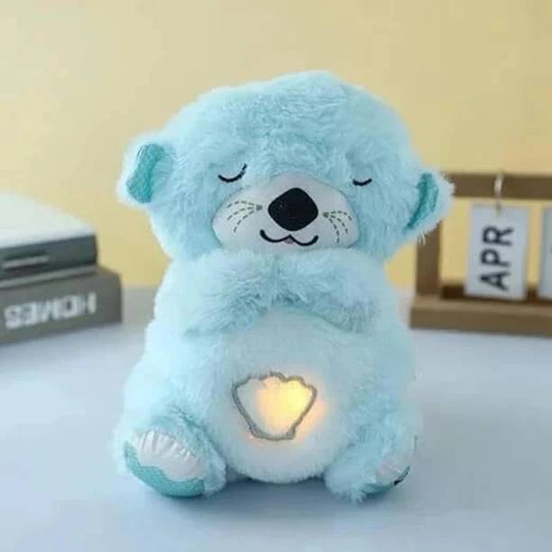 RQPFAB Light Soothing Sound Sleep Otter Baby Put to Sleep Music Breathing Teddy Bear  - 30 cm