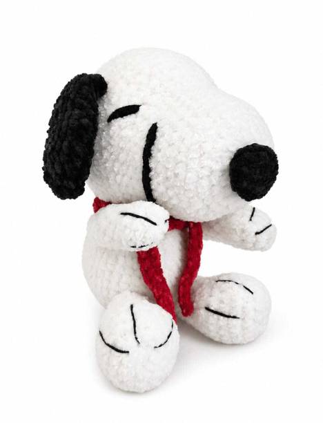Shivabharat crafts Snoopy Dog Toy,Medium,White with Black Ears Handmade Crochet 16cm (White, Black) - 16 cm