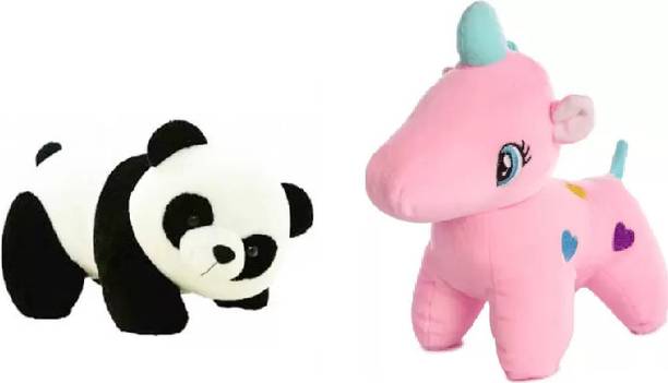 Nihan Enterprises Best Quality Stuffed Soft Pink Unicorn and Panda for Kids  - 25 cm
