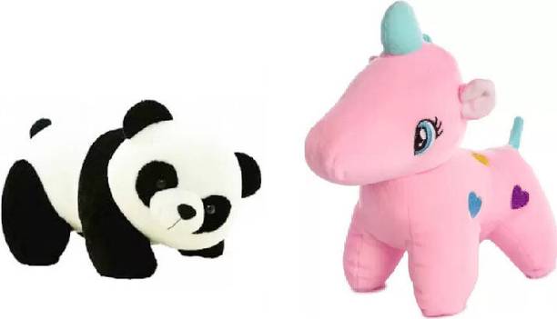 FUN2PLAY Best Quality Stuffed Soft Pink Unicorn and Panda for Kids  - 25 cm