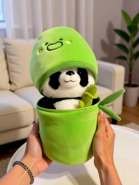 TeddyWallah Soft Stuffed Bamboo Panda Toy, Reversible Panda Toy - 28 cm (Green, Black)  - 29 cm
