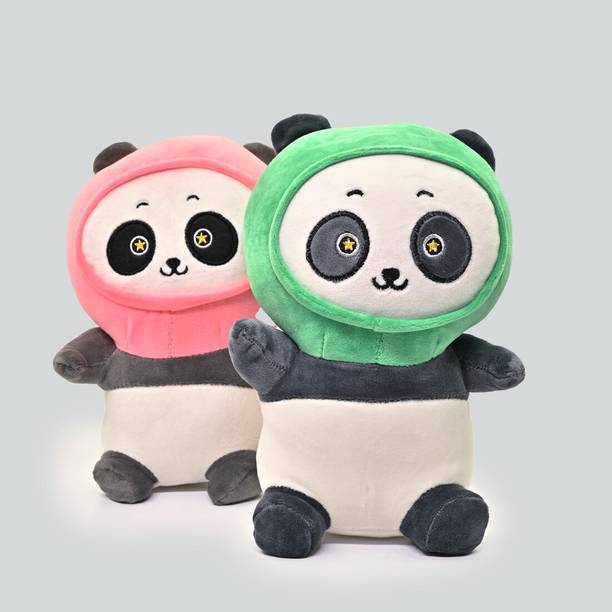 PLUSHJOY Panda Soft Toys For Kids - Soft Fabric and Kids Birthday Gift ( Pack of 2 )  - 28 cm