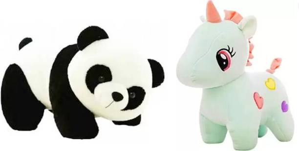 FUN2PLAY Best Quality Stuffed Soft SkyBlue Unicorn and Panda for Kids  - 30 cm