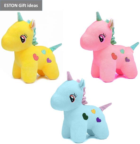 eston Pack pf 3 Unicorn Stuffed Soft Toy for Kids, Children & Girls Playing Teddy Bear  - 25 cm