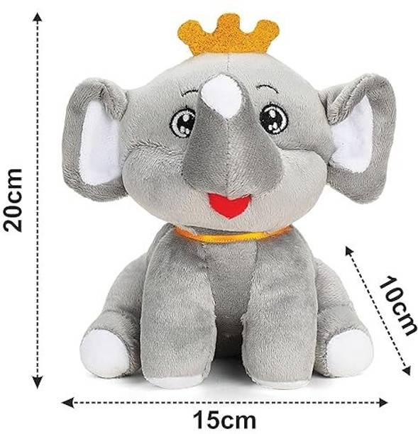 Lattice Plush Cute Crown Elephant Soft Toy for Kids - 20 CM  - 20 cm