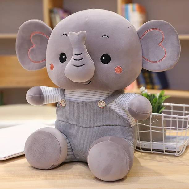 PLUSHJOY Elephant Soft Stuffed Plush Animal Toy for Kids and Birthday Gift Toys  - 32 cm