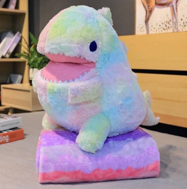 FOOFII Cuddly Rainbow Dinosaur Premium Quality Pillow Stuffed & Soft Toys for Kids/Gift  - 35 cm