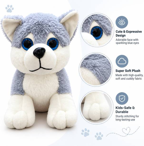 wolkwogg Husky Puppy Plush Toy – Soft Stuffed Dog Teddy for Kids  - 7 inch