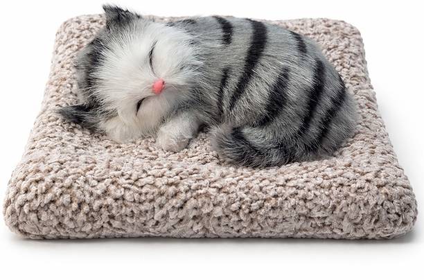 Classy Quill Sleeping Cat Toy Realistic Cat Plush Kitten Soft Toy with Meow Sound - 60 mm