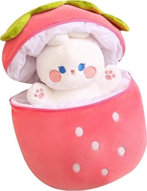 Hello Baby Hidden Rabbit Soft Toy with Zipper Animal Soft Toys for Kids Stuffed Plush Toy  - 24 cm