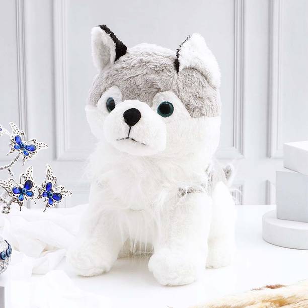 ARCHIES White and Grey Husky Soft Toy  - 45 cm