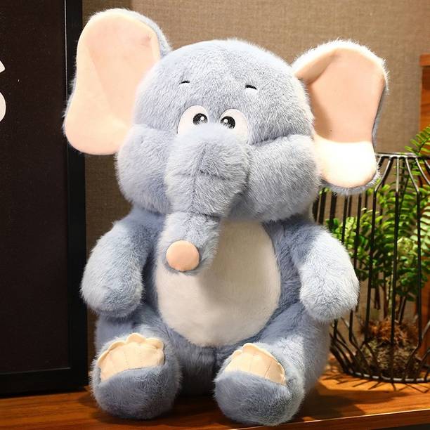 Y U COLLECTION Plush Elephant Stuffed Toy, 30 cm, Grey, Sitting Position, Soft Material  - 9 cm